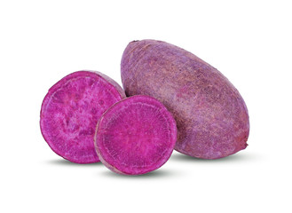 potato purple sweet on white background