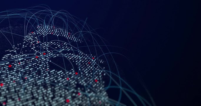 Vernetzte Erde 01 mit Linien, Roten Punkten, Unsch&auml;rfe und HG