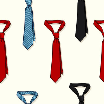 Vector Seamless Pattern of Cartoon Neckties