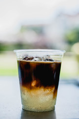 ice coffee,  plastic mug