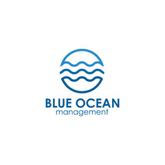 Blue ocean logo design vector template