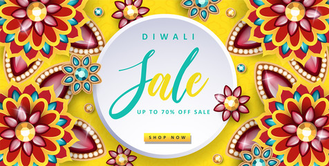 Fototapeta premium Diwali Festival Banner Design. Beautiful Indian Flower Design. The Festival of Lights.