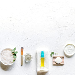 Light composition with cosmetic products for spa procedures.