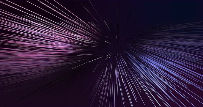 Abstract lines moving in a dark purple environment. Abstract background for science fiction videos, technology, space and data visualization. Lines and polygonal elements with brights and shiny effect