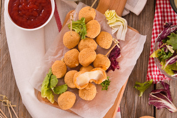Fried Mozzarella cheese balls. 