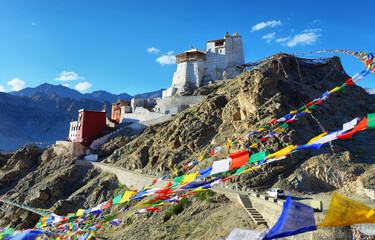 Fort and Namgyal or red gompa is main Buddhist centre in Leh, Ladakh, India