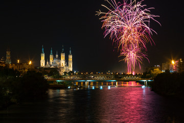 Fireworks in cathedral of our lady of the pilar 13 october 2019