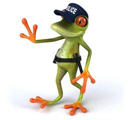 Obraz na płótnie Canvas Fun 3D Cartoon frog police officer