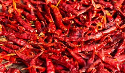 Close Up Dried Red Chillies Background.