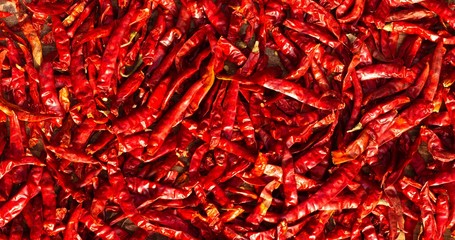 Close Up Dried Red Chillies Background.