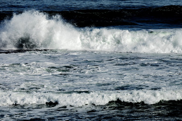 Waves breaking on the coast