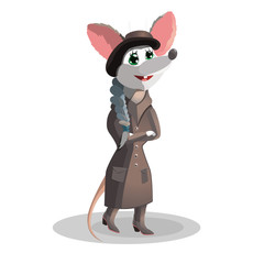 mouse in boots coat and hat.
