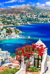 Wonderful traditional Greece - beautiful Leros island in Dodekanese - obrazy, fototapety, plakaty