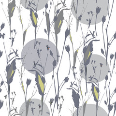Beautiful floral botanical texture, vector. Neutral botanical seamless pattern in pastel colors. Good for wallpaper, textile, surface decoration