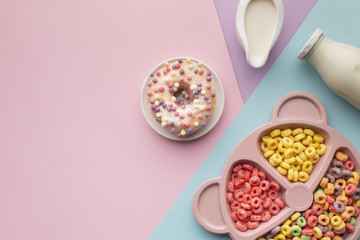 Top view delicious breakfast with cereal