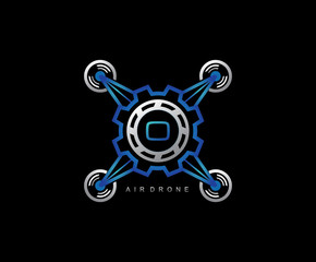 Obraz premium Drone Gear Engineering Letter O Logo Design, Flying Gear Drone Vector 