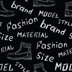 Boot outline and inscriptions seamless