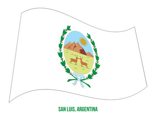 San Luis Flag Waving Vector Illustration on White Background. Flag of Argentina Provinces.