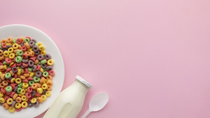 Top view delicious cereal with copy space