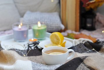 cup of hot tea with lemon