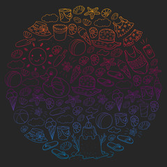 Vector pattern. Summer vacations. Beach, ocean, island, sun