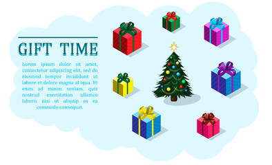 vector illustration of Christmas tree and gifts