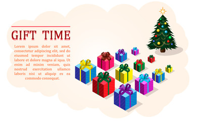 vector illustration of Christmas tree and gifts