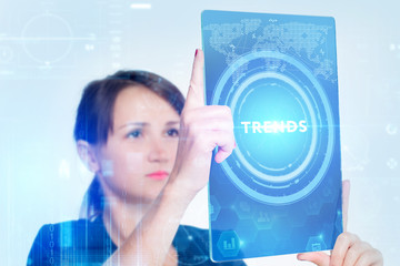 The concept of business, technology, the Internet and the network. A young entrepreneur working on a virtual screen of the future and sees the inscription: