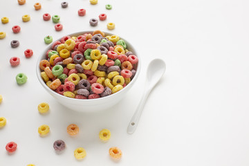 Colorful cereal bowl with copy space