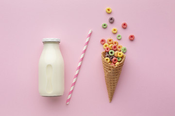 Sweet sugar cone with colorful cereal