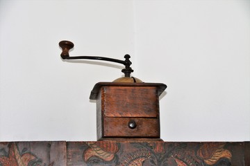 old coffee grinder isolated on white background