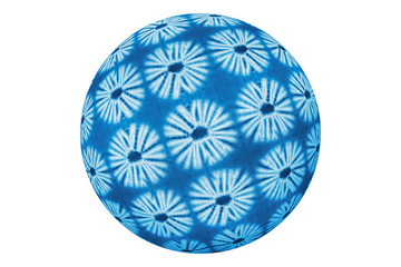 Ball of African batiks, white background