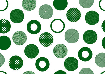Seamless retro abstract poster on a white background. Circles, dots, rings. Simple design. Vector illustration