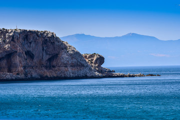 Fototapeta na wymiar Panoramic View of Mediterranean Moroccan Coast, Belyounech City, Morocco