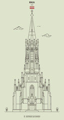 St. Gertrude Old Church in Riga, Latvia. Landmark icon