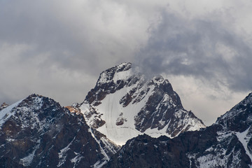 Mountain landscape with snow peaks