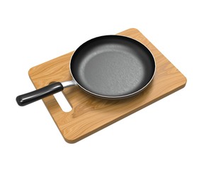 Pan on Chopping board 3D Rendering