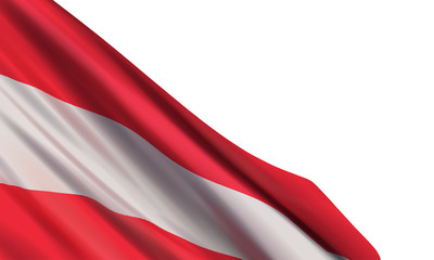 Background with a realistic flag of Austria isolated on a white background. Vector element for Austria National Day, 26 October.