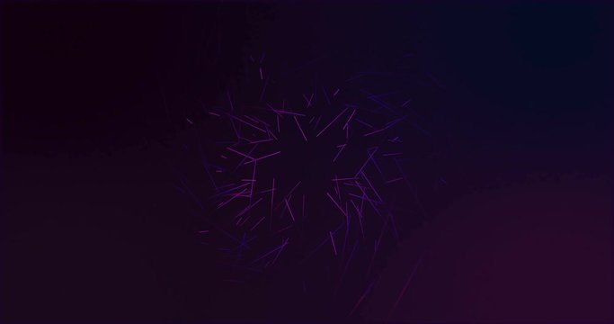 Abstract lines moving in a dark purple environment. Abstract background for science fiction videos, technology, space and data visualization. Lines and polygonal elements with brights and shiny effect