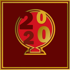 Numbers of new year 2020 on red background