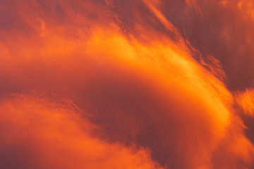 Fototapeta premium Dramatic fiery sky sunset cloudscape at dusk