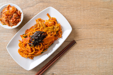 stir-fried noodles with Korean spicy sauce and vegetable