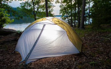 Badin Lake tent camping