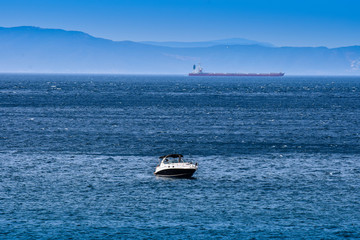 Obraz premium Panoramic View of Mediterranean Moroccan Coast, Belyounech City, Morocco