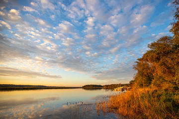 Patuxent River at Sunset in Southern Maryland Calvert County USA - obrazy, fototapety, plakaty