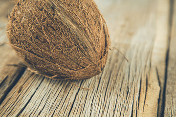 coconut on the wooden desk background