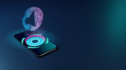 3D rendering neon holographic phone symbol of speaker  icon on dark background