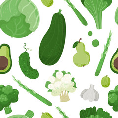 Seamless pattern with cute vegetables