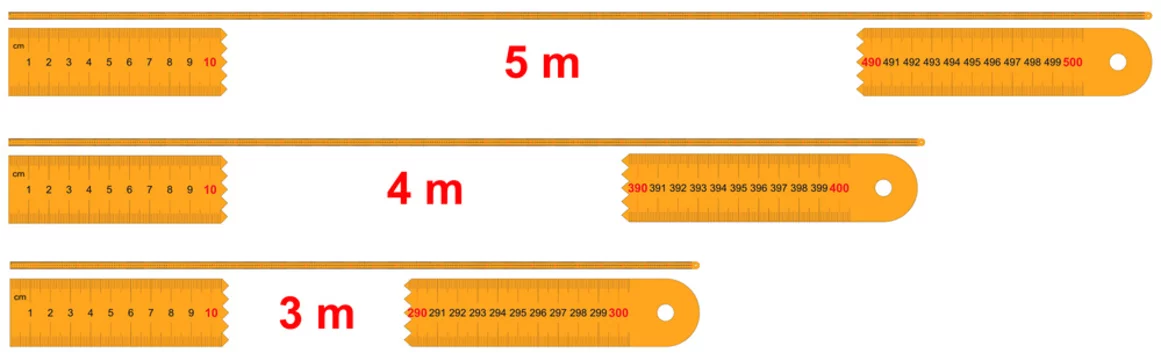 Set Rulers of 5, 4, 3 meters. Calibration grid, mockup. 1 mm increment.  Scale 1:2 Stock Vector | Adobe Stock