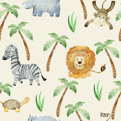 Watercolor safari animals. © Tapilipa